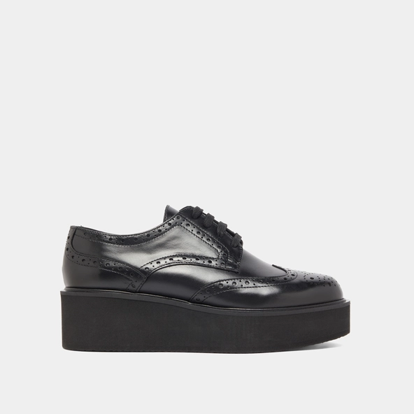 Derbies compensées in black leather | ADRIELLE