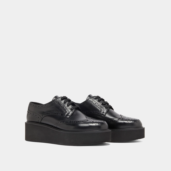 Derbies compensées in black leather | ADRIELLE