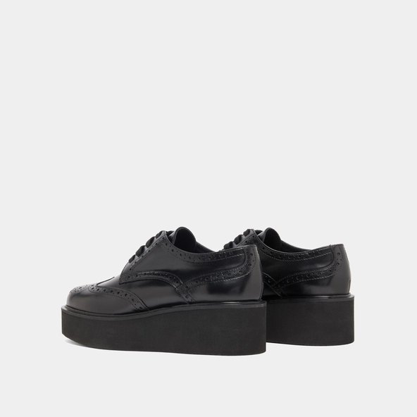 Derbies compensées in black leather | ADRIELLE