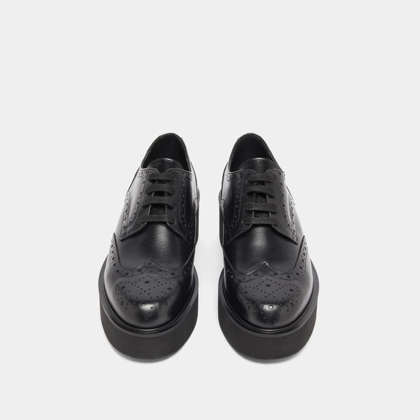 Derbies compensées in black leather | ADRIELLE
