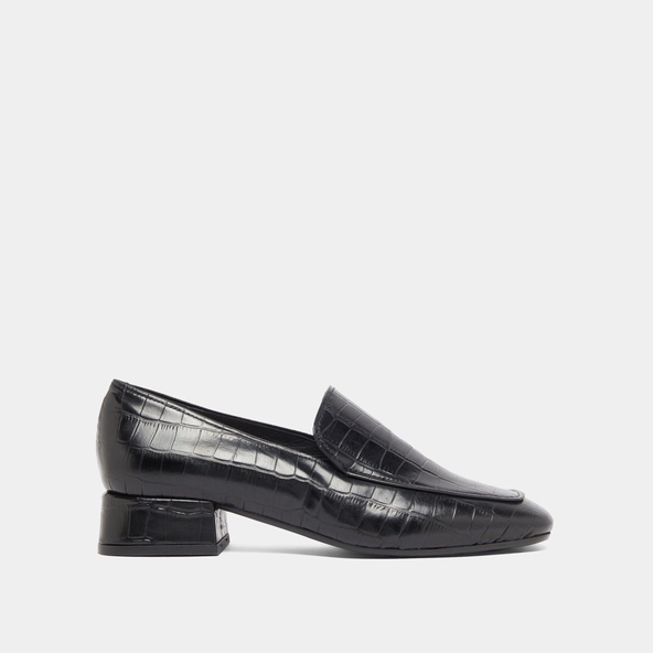 Mocassins à bouts arrondis in black reptile leather | DYNAMIC