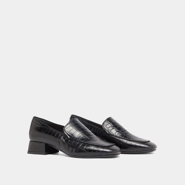 Mocassins à bouts arrondis in black reptile leather | DYNAMIC