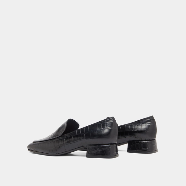 Mocassins à bouts arrondis in black reptile leather | DYNAMIC