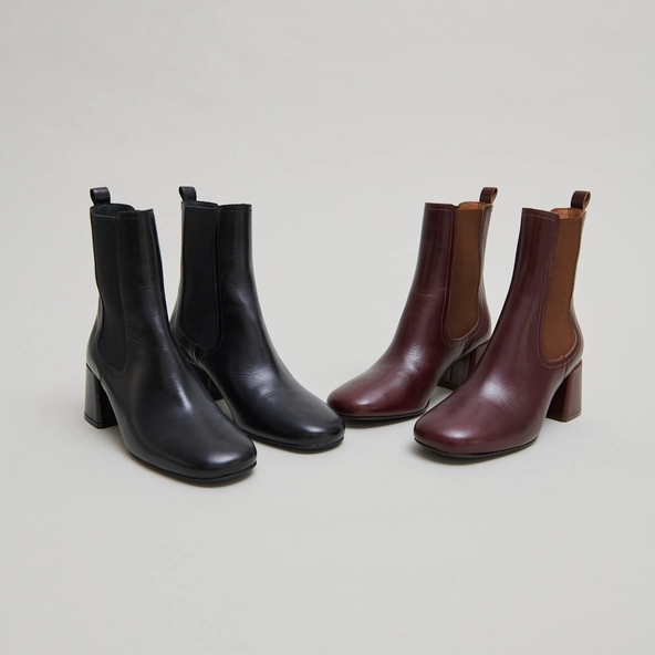 Bottines &agrave; talons et &eacute;lastiques in brown leather | DENON