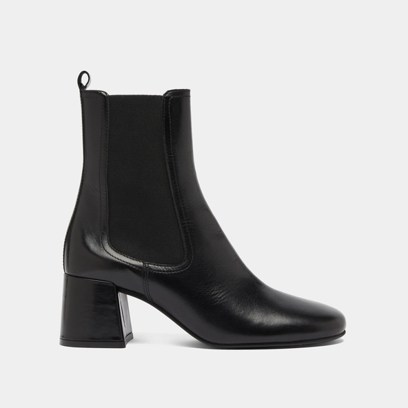 Bottines à talons et élastiques in black leather | DENON