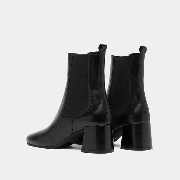 Bottines à talons et élastiques in black leather | DENON