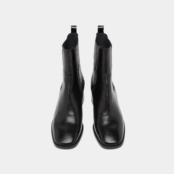 Bottines &agrave; fronces in black leather | DINGO