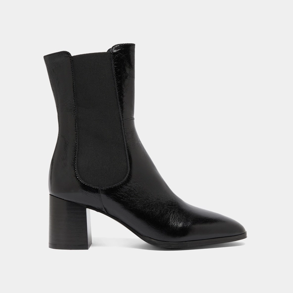 Bottines à élastiques in black shiny leather | DUCHA