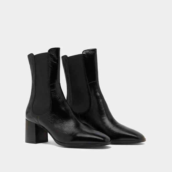 Bottines à élastiques in black shiny leather | DUCHA