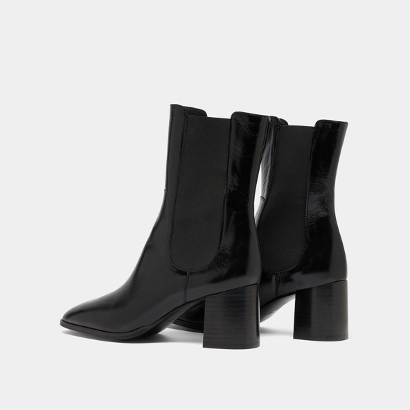 Bottines à élastiques in black shiny leather | DUCHA