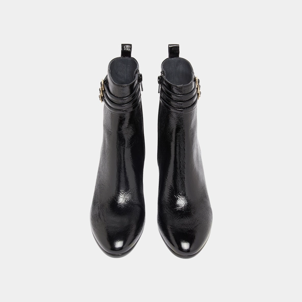 Bottines détaillées de boucles in black pleated patent | DURANO