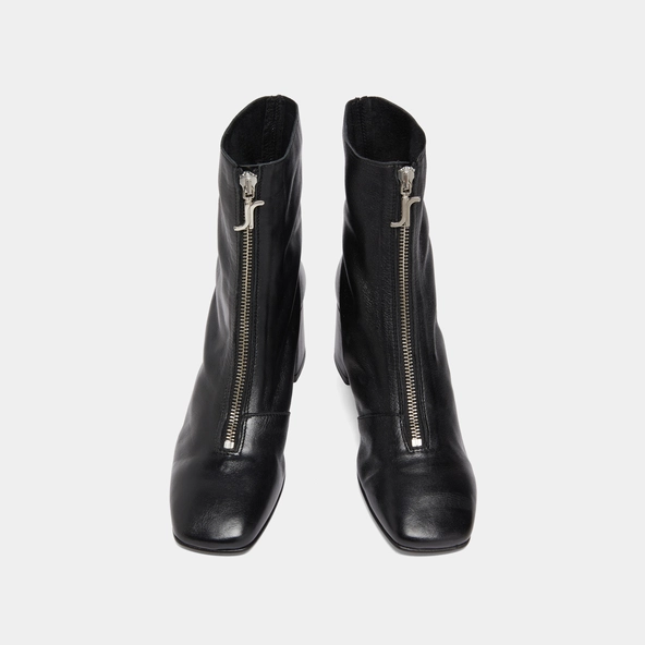 Bottines à fermetures éclairs avant in black leather | AMARYLLIS