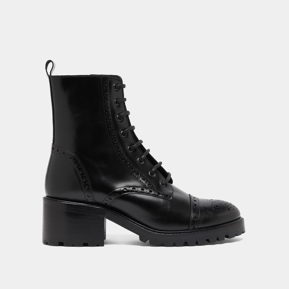 Boots à lacets et à talons in black leather | ANDERS