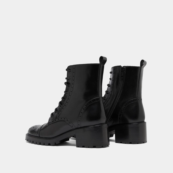 Boots à lacets et à talons in black leather | ANDERS