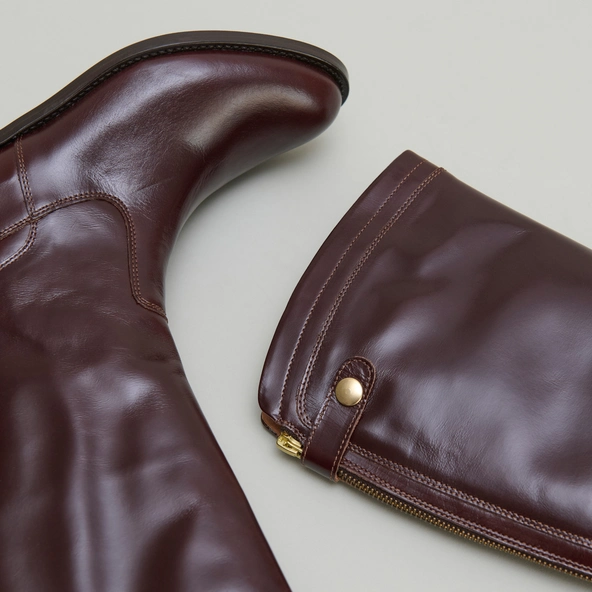 Bottes à fermetures éclairs arrières in brown leather | AUROS