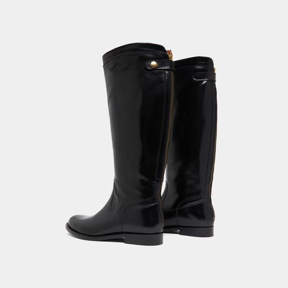 Bottes &agrave; fermetures &eacute;clairs arri&egrave;res in black leather | AUROS