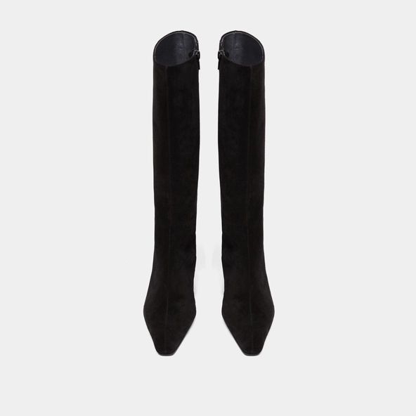 Bottes &agrave; talons et bouts pointus in black suede | DANOU