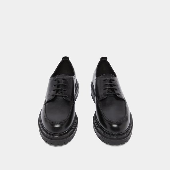 Derbies &agrave; semelles crant&eacute;es in black leather | ADALOU