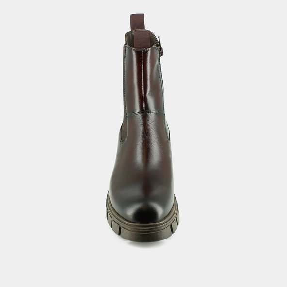 Boots à semelles crantées et bouts ronds... in red-brown leather | ARONA