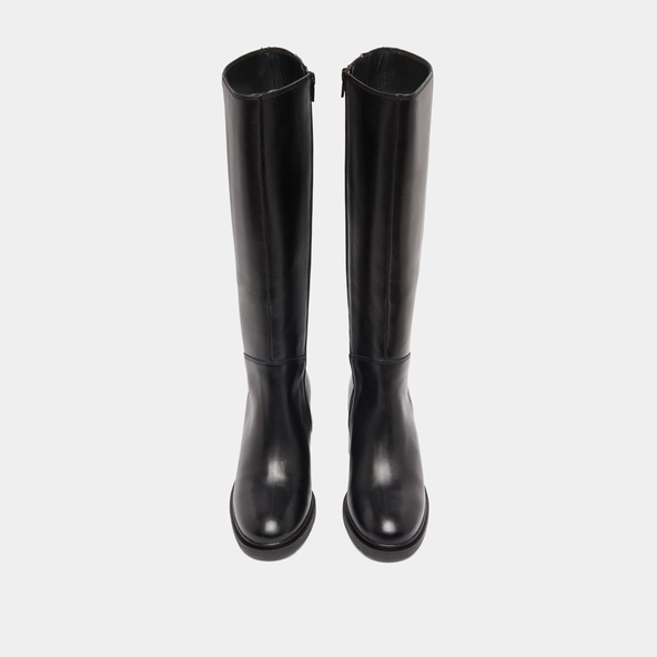 Bottes &agrave; talons et &agrave; bouts ronds in black leather | ATILUS