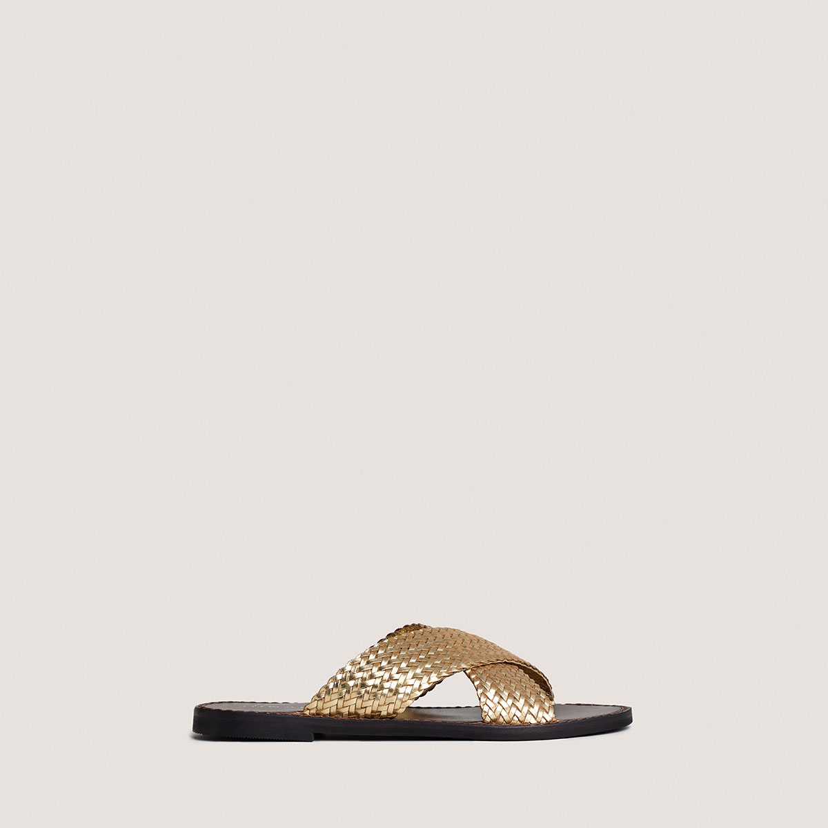 Nu-pieds &agrave; brides larges entrecrois&eacute;es... gold