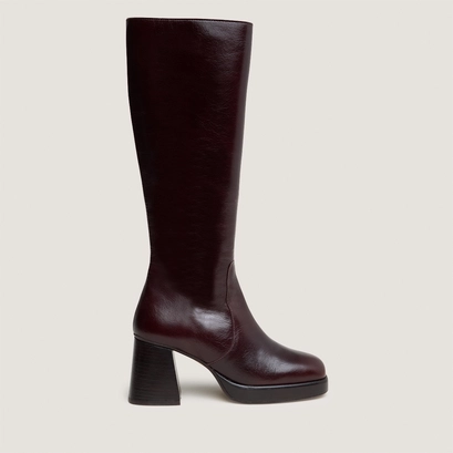Bottes &agrave; plateformes in chocolate distressed leather calf size m | betina