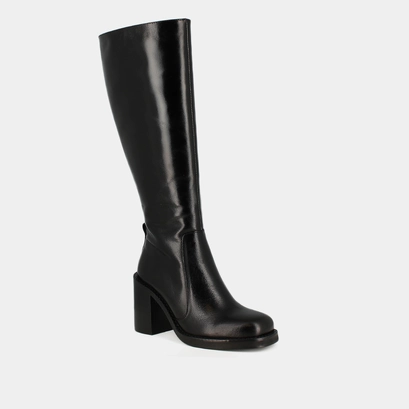 Bottes &agrave; talons d&eacute;bordants in  black leather calf size m | bretzel