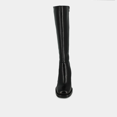 Bottes &agrave; talons d&eacute;bordants in  black leather calf size m | bretzel