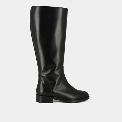 Bottes hautes in  black leather calf size m | flower