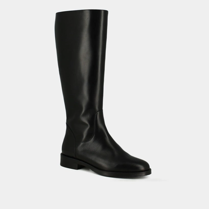 Bottes hautes in  black leather calf size m | flower