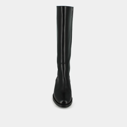 Bottes hautes in  black leather calf size m | flower