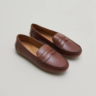 Mocassins fronc&eacute;s in cognac leather | antonia