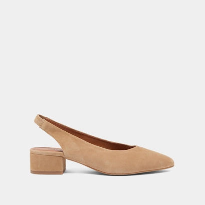 Ballet flats with open backs in camel velvet | vince