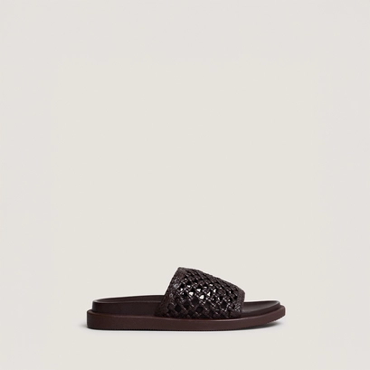 Mules ajour&eacute;es in dark brown leather | wozart