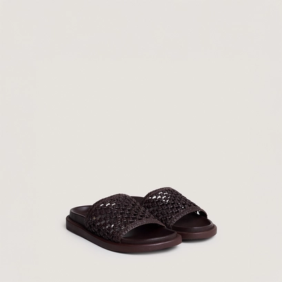 Mules ajour&eacute;es in dark brown leather | wozart