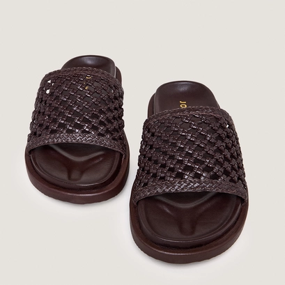 Mules ajour&eacute;es in dark brown leather | wozart