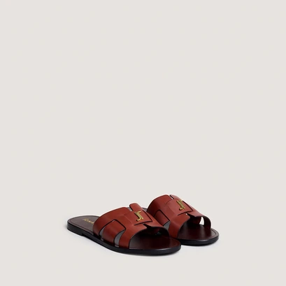 Sandales &agrave; monogrammes in cognac leather | weil