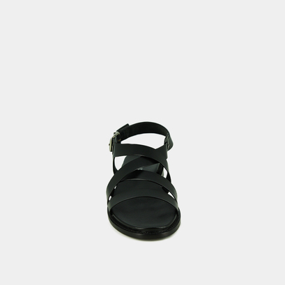 Sandales &agrave; brides entrecrois&eacute;es et boucl... in black leather | woky