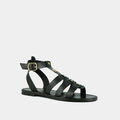 Sandales &agrave; monogrammes et boucles ajusta... in black leather | wan