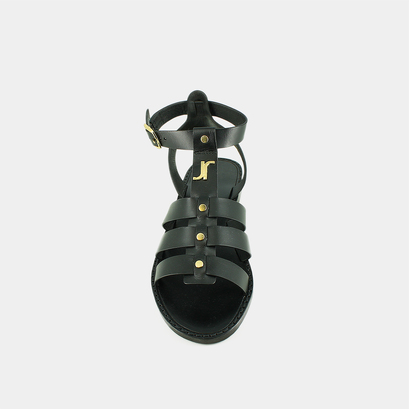 Sandales &agrave; monogrammes et boucles ajusta... in black leather | wan