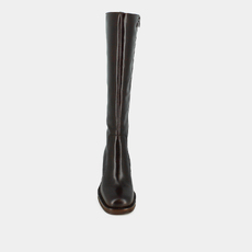Bottes &agrave; talons d&eacute;bordants dark brown