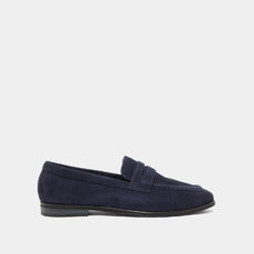 Mocassins &agrave; talons plats et bouts arrond... navy