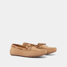 Mocassins fronc&eacute;s &agrave; lacets beige/cognac