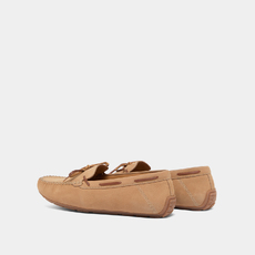 Mocassins fronc&eacute;s &agrave; lacets beige/cognac
