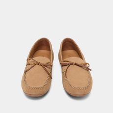 Mocassins fronc&eacute;s &agrave; lacets beige/cognac