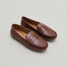 Mocassins fronc&eacute;s cognac