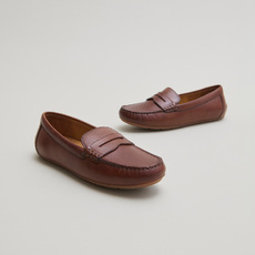 Mocassins fronc&eacute;s cognac