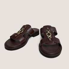 Mules &agrave; mors dor&eacute;s dark brown