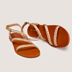 Nu-pieds &agrave; boucles ajustables gold