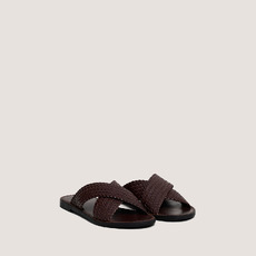 Nu-pieds &agrave; brides larges entrecrois&eacute;es... dark brown
